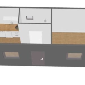 Conteneur social équipé de 21 m² – WC, cuisine et vestiaire